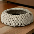 Cesto crochet con base cuero